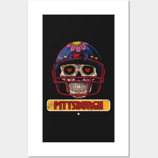 American Football - Pittsburgh Skull Football Gift Posters and Art